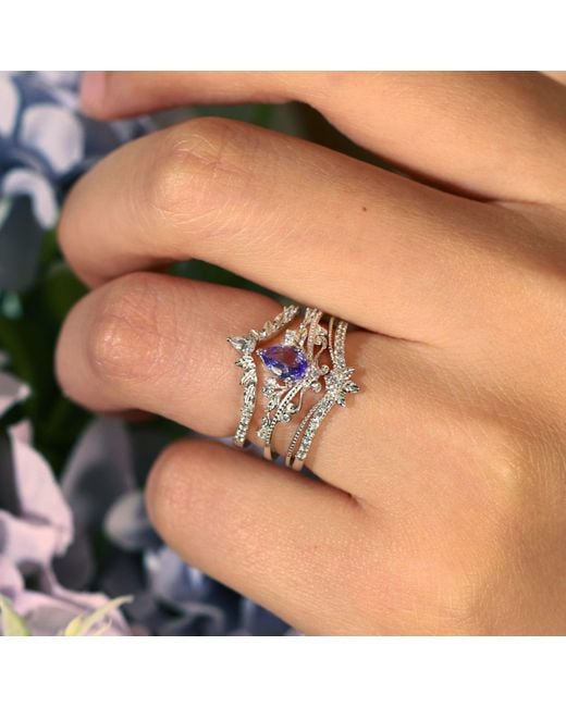 Azura Jewelry New York Blue Lotus Tanzanite Ring Vermeil