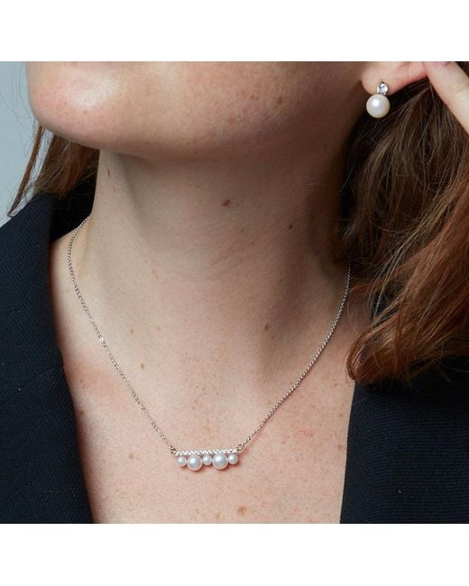 Pearls of the Orient Online Metallic Stella Cultured Freshwater Pearl & Cubic Zirconia Bar Pendant