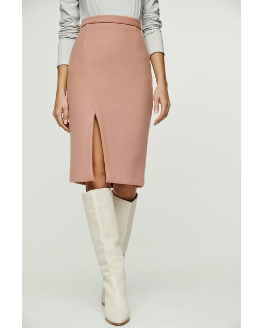 Conquista Brown Colour Faux Mouflon Pencil Skirt