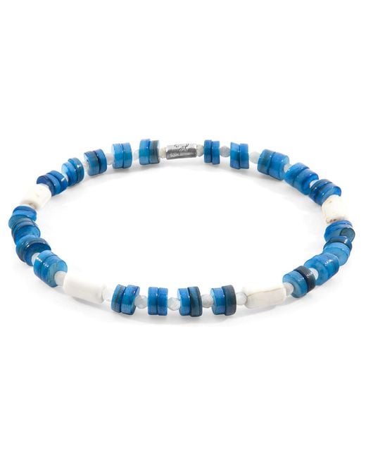 Anchor and Crew Blue Maisie & Freshwater Shell Skinny Bracelet