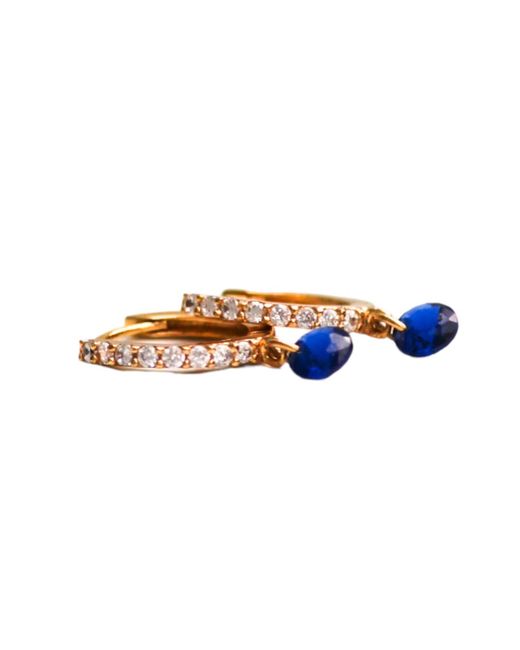Native Gem Blue Bon Bon Circle Huggies- Sapphire