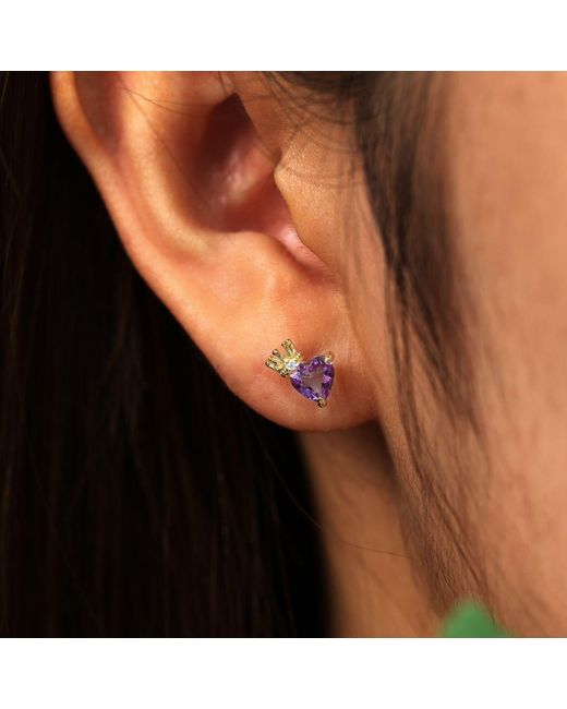 Azura Jewelry New York Metallic Heart Of The Realm Amethyst Earrings Vermeil