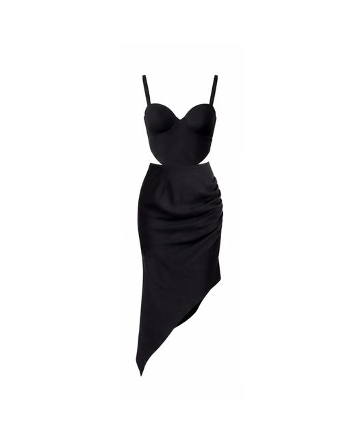 AVENUE No.29 Black Cut-Out Wool Corset Dress