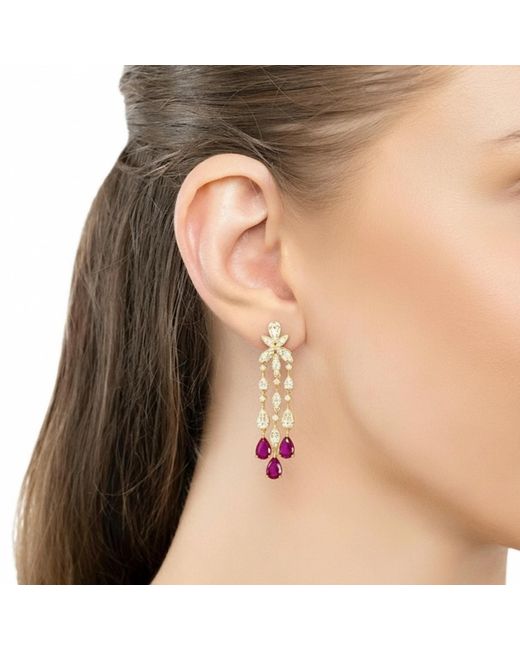 Latelita London Metallic Duchess Ruby Drop Earrings
