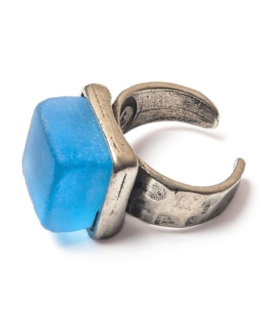 Smart Glass Jewelry Blue Recycled Sake Bottle Cube Ring Periwinkle