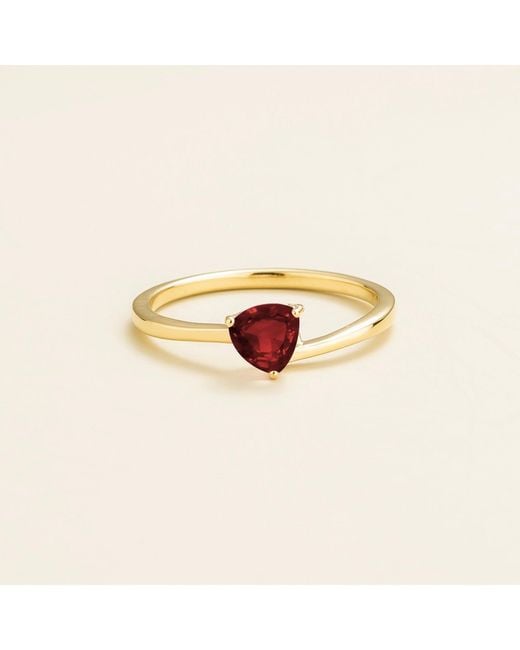 Juvetti White Trillion Ruby Solitaire Ring