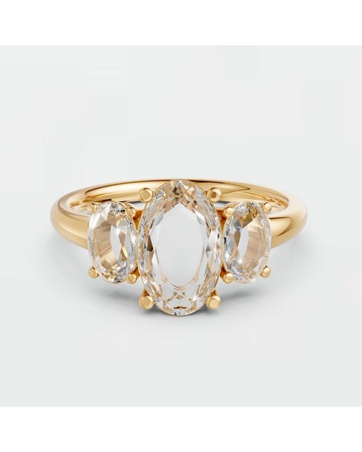 Aya Fine Jewelry Metallic 1.65 Ctw Oval Lab Diamond Three Stone Engagement Ring