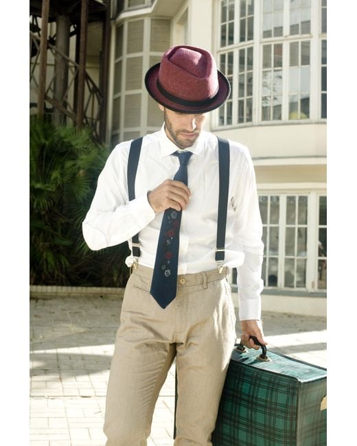 Dasmarca Hats Red Jackson Burgundy Wool Felt Two Tone Porkpie Hat for men