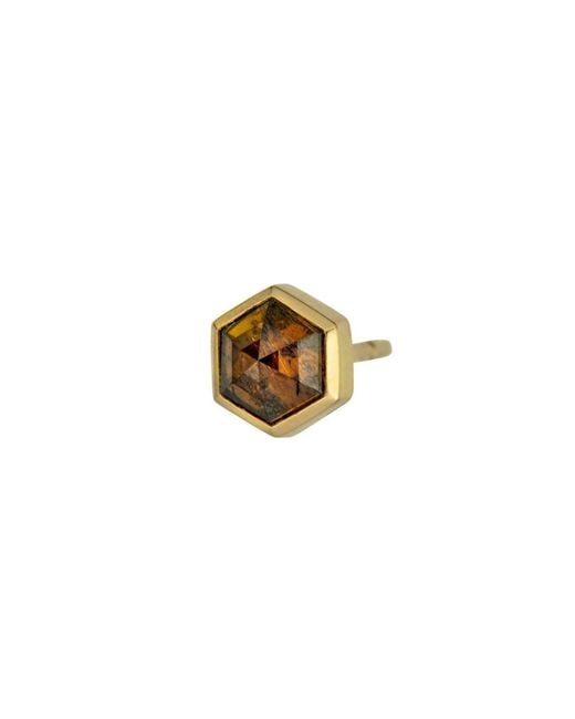 Rahul's Jewels Metallic Sanctum Hexa Earring Single -14 Karat With Genuine Diamond