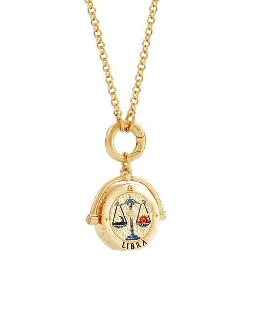 Fable England Metallic Libra Zodiac Spinner Necklace
