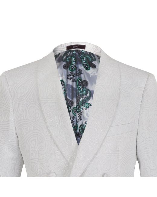 DAVID WEJ Blue Kensington Double Breasted Shawl Lapel Jacquard Blazer for men