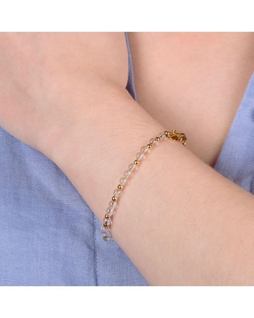 Nellou Jewellery Metallic Jewel Bead March Birthstone Bracelet Plated Sterling