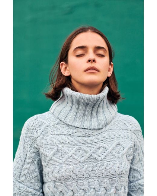 Gigi Knitwear Blue Cable Sweater