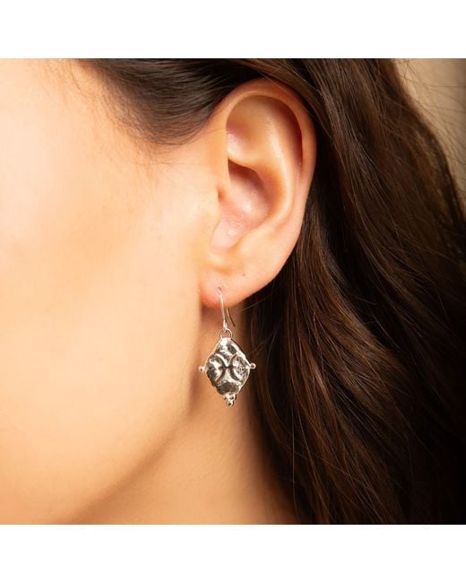 Seven Saints Metallic Pisces Vintage-Style Dangle Earrings, Rhodium Plated