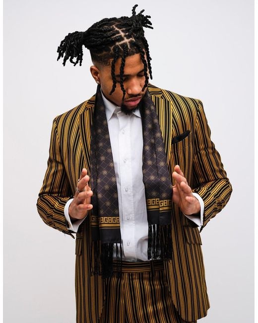 Gresham Blake Black Gb Logo Silk Scarf for men
