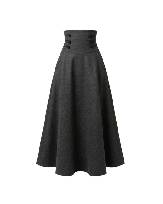 Nikka Place Black Ultra High Waist Wool Maxi Skirt With Pockets