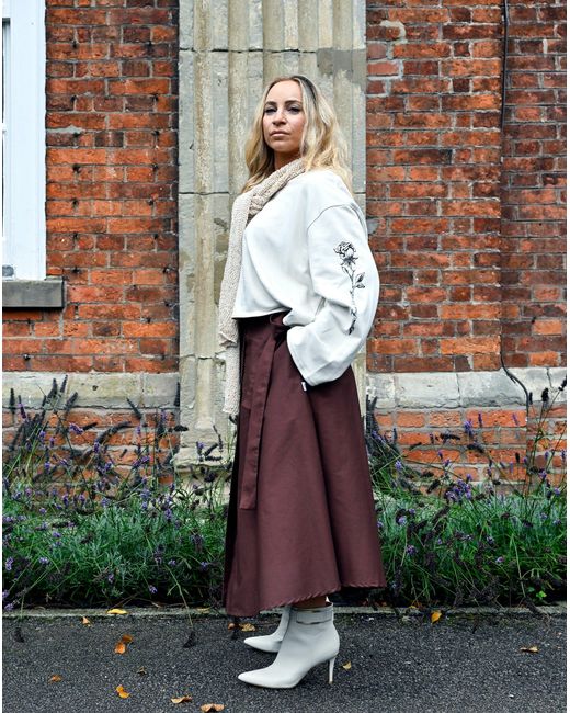 Frock Tales Brown Meyer Wrap Midi Skirt