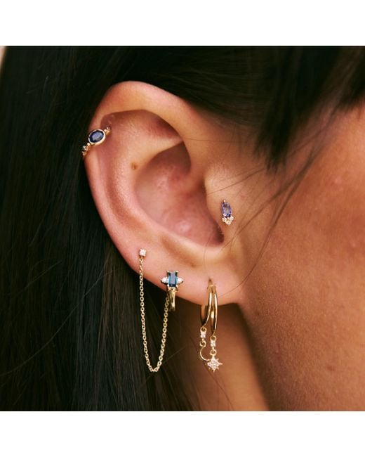 Zohreh Metallic Celestial Diamond Charm Hoop Earring Pair 9K