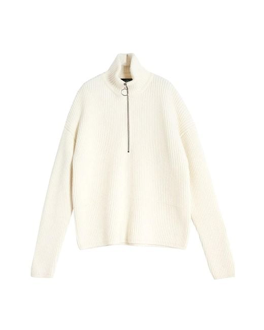 Chanel Joan Elkayam White Neutrals Half Zip Wool Blend Sweater