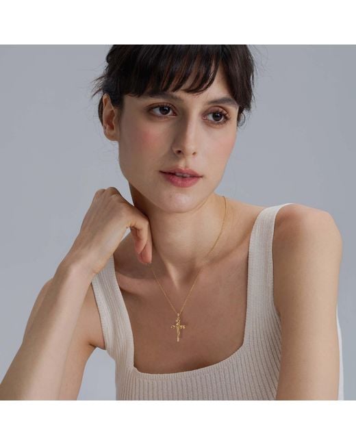 Vanimy Metallic Floral Cross May Lily Of The Valley Birth Flower Necklace