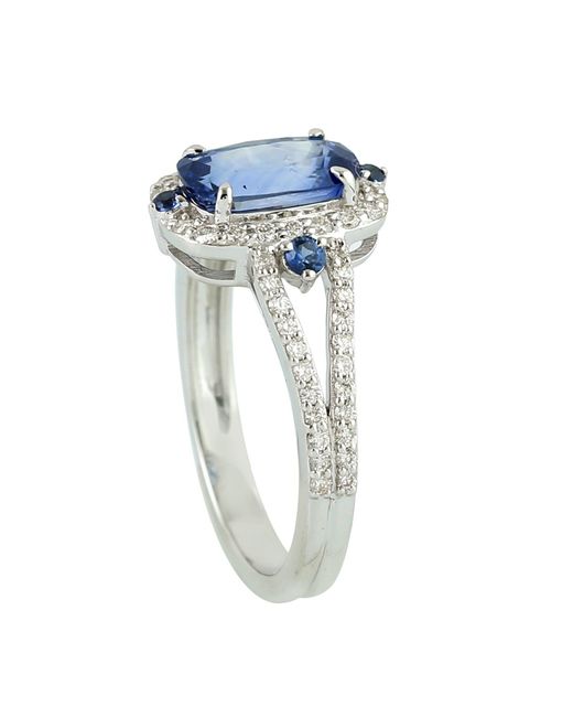 Artisan Blue Natural Sapphire & Diamond Halo Ring
