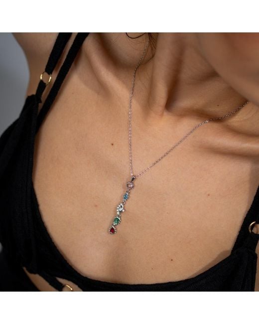Ebru Jewelry Metallic Mystic Guardian Heart & Evil Eye Y-Drop Necklace