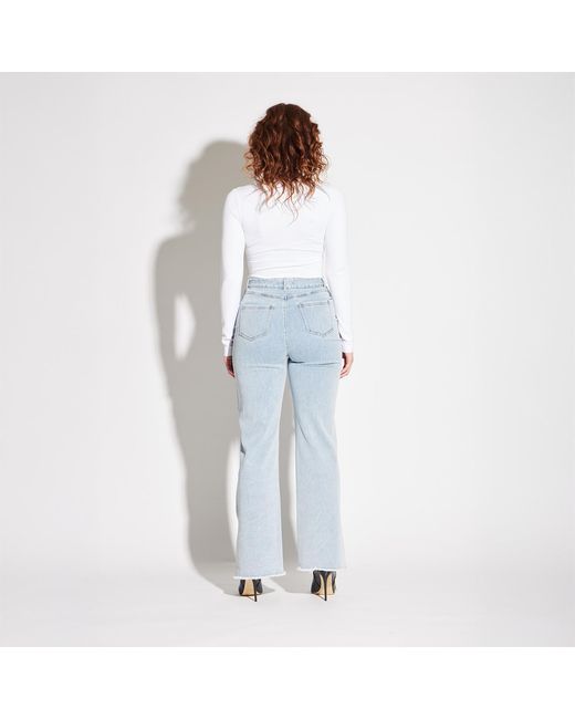 Circular Path Blue Loose Denim Wide Leg Pants