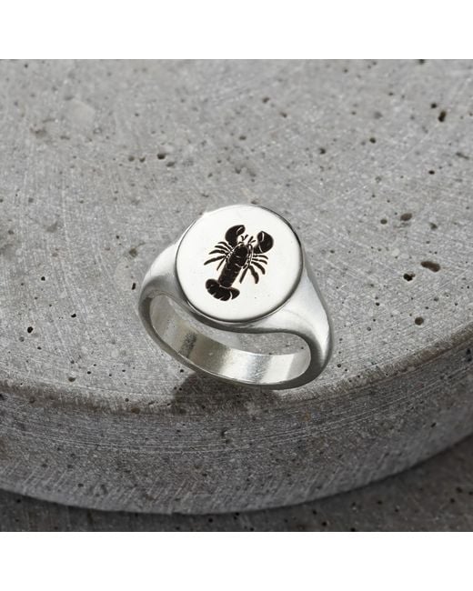 Posh Totty Designs White S Sterling Silver Lobster Signet Ring for men