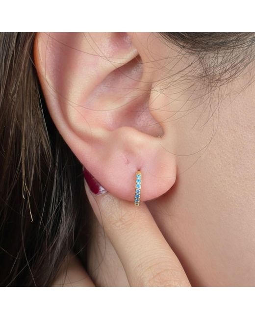 Harfi Metallic Topaz December Birthstone Small Huggie Earrings