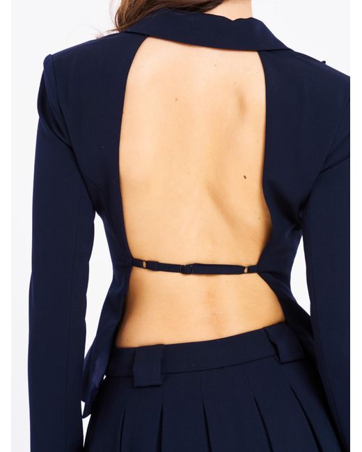 Miss Circle New York Blue Nasia Double Breast Backless Blazer