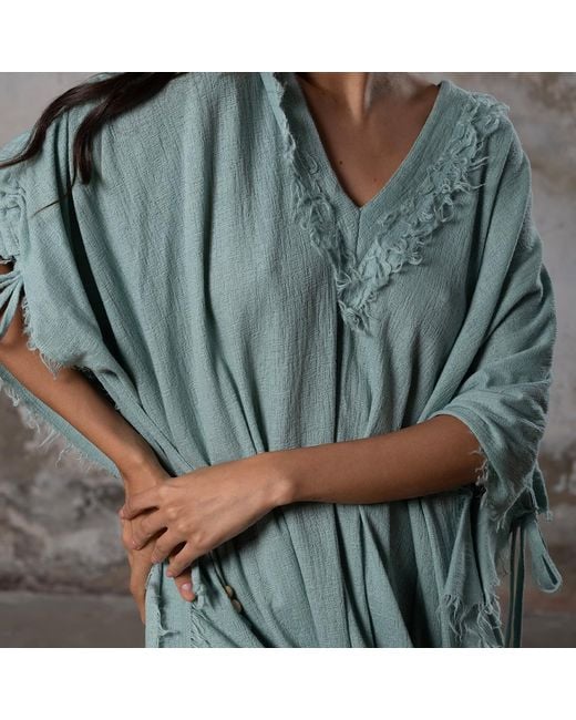 Zhenabia Green Boho Kaftan Summer Maxi Dress