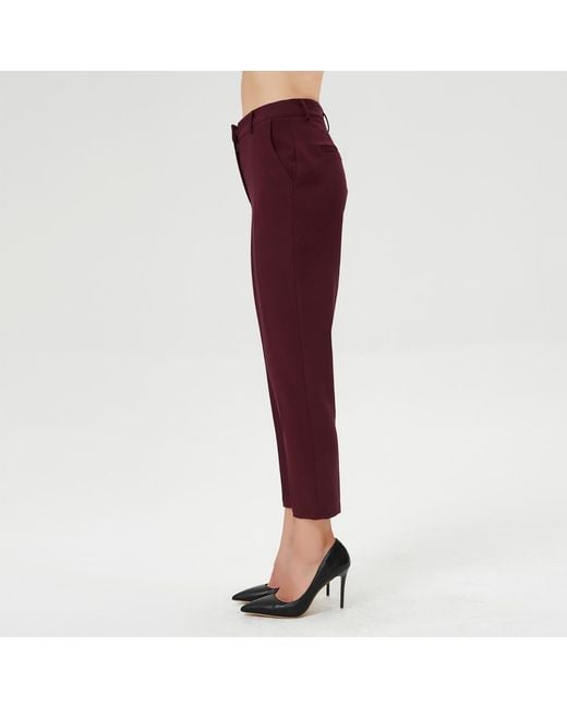 Smart and Joy Tapered Capri Pants -Burgundy