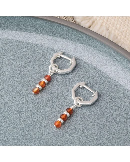 Nellou Jewellery Multicolor Linear Huggie Birthstone Earrings July Sterling