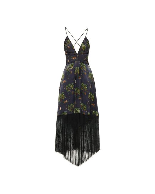 Ashaki Black The Shanti Tiger Backless Fringe Dress