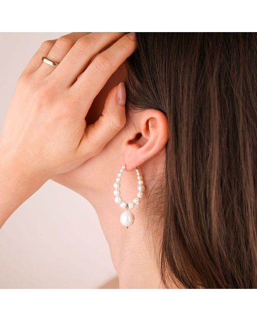 Oana Savu White Freshwater Baroque Pearls Oval Earrings