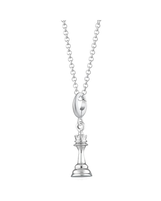 Lily Charmed Metallic Sterling Chess Piece Charm Necklace