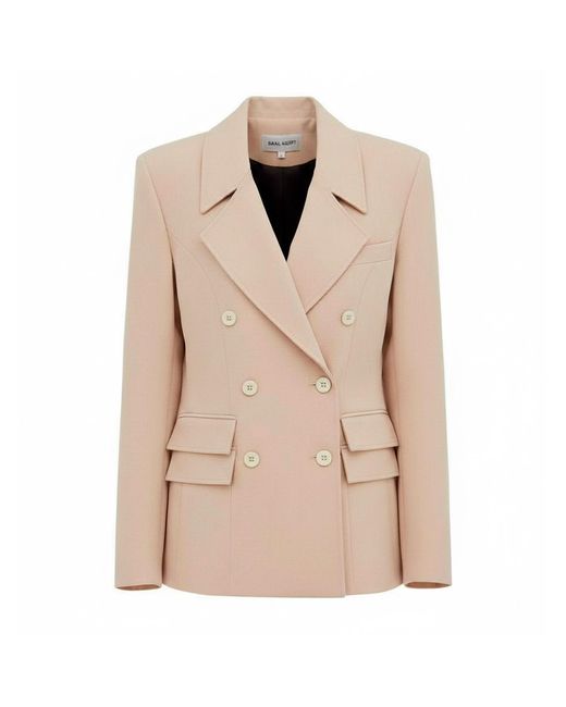 Julia Allert Natural Neutrals Classic Tailored Double-Breasted Blazer
