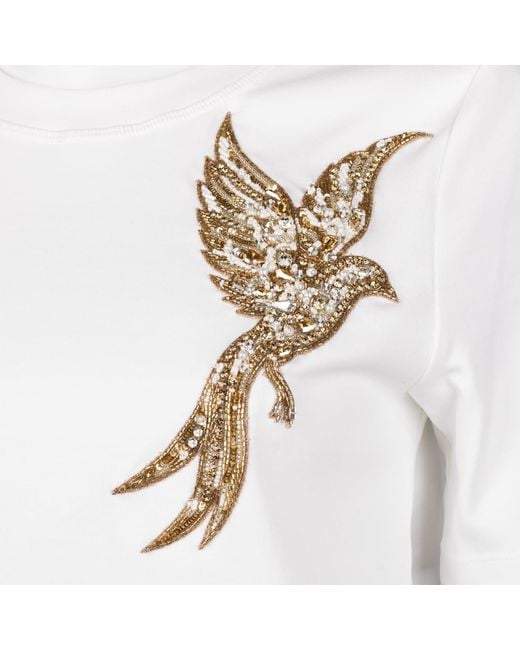 House of Laines London White Laines Couture Embellished Bird Of Paradise T-Shirt