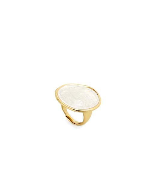 Retro Chic Metallic Enamel Ripple Ring
