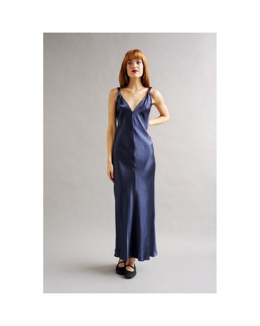 The Summer Edit Blue Alice Silk Slip Dress