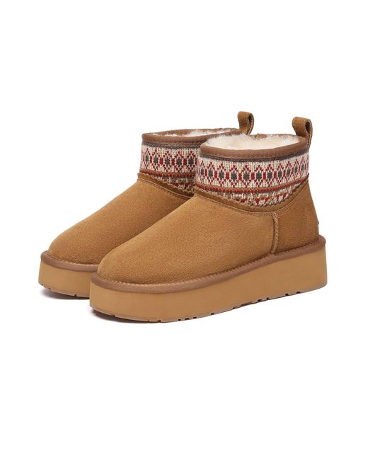 EverAu Australia Brown Plover Ankle Platform Boots