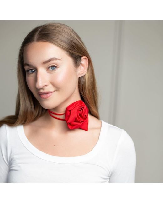 RainSisters Red Rose Flower Choker