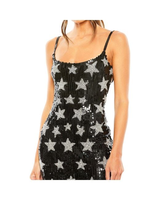 Mac Duggal Black Star Embellished Sleeveless Open Back Sequin Gown