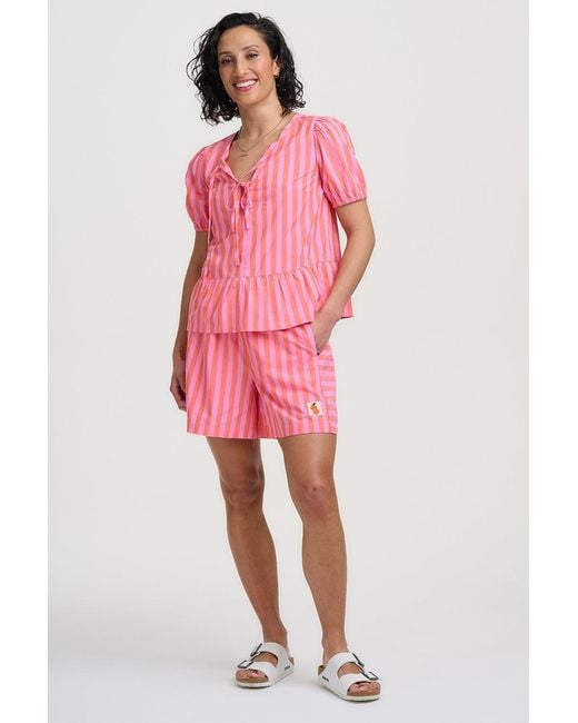 Sugarhill Pink Eliza Shorts, Tropical Crush Stripe