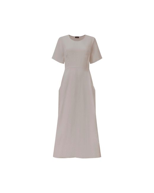 James Lakeland Gray Neutrals Linen Taupe Pocket Midi Dress