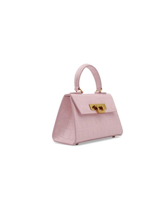 Lalage Beaumont Pink Fonteyn Mignon Orinoco Print Calf Leather Handbag
