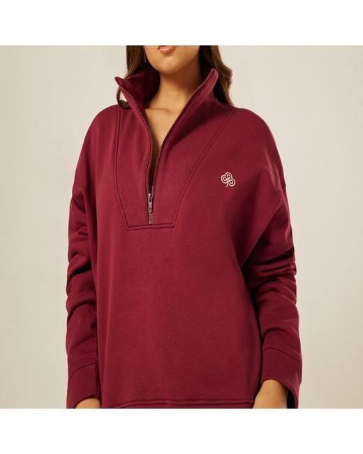 Be Athletica Red Varsity Athletica Quarter-Zip Sweatshirt