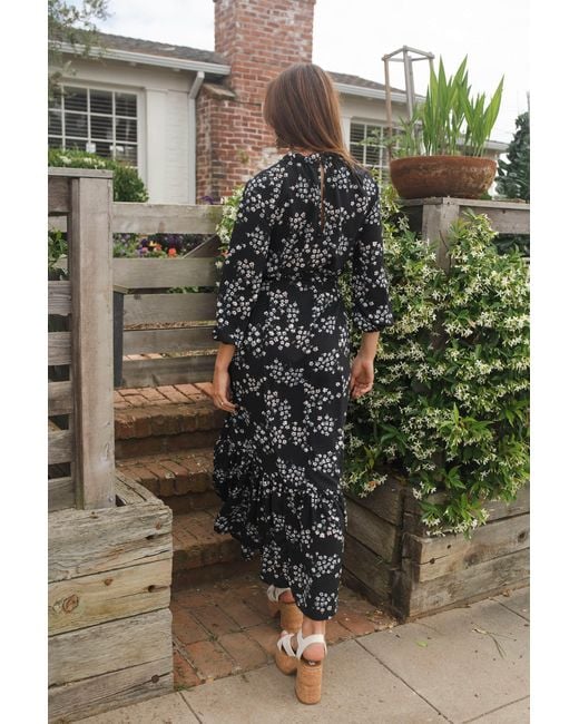 Jennafer Grace Black Night Blooming Raglan Maxi Dress