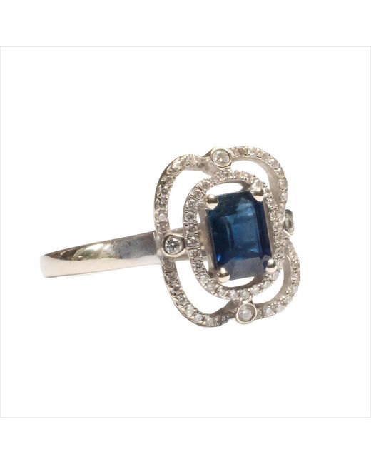 Simon Kemp Jewellers Metallic Fourteen Carat Sold Sapphire And Diamonds Art Deco Ring