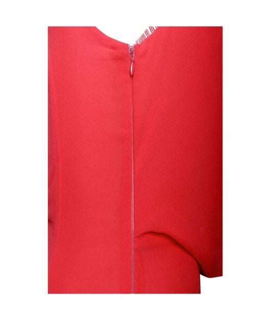Miss Circle New York Red Ulanda Chiffon Lace Backless Maxi Train Dress